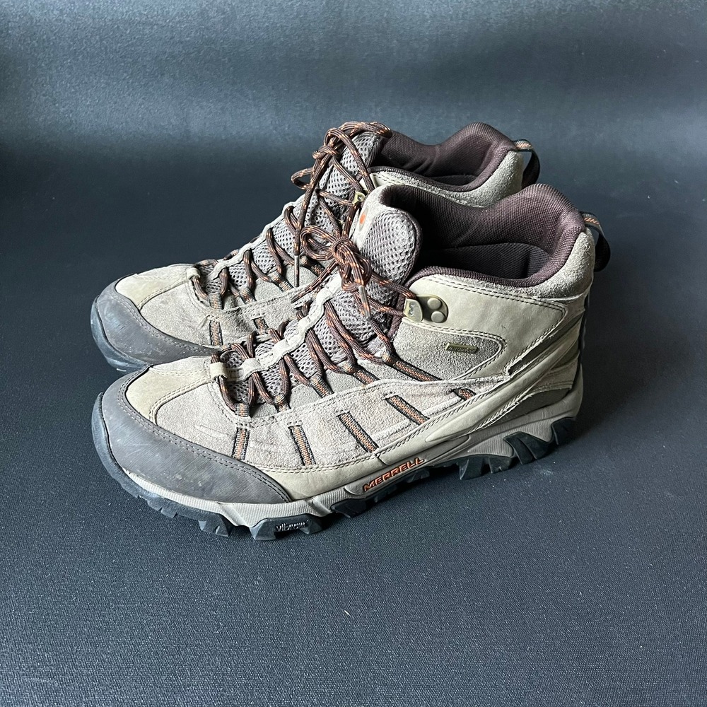 Merrell Boulder Hiking Boots Brown Suede Vibram Waterproof Men's 11.5 Gorpcore